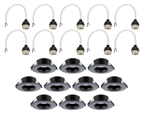 P 92120 Vestavné svítidlo 10ks-sada nevýklopné kruhové 90mm GU10 max. 10x10W 230V černá - PAULMANN