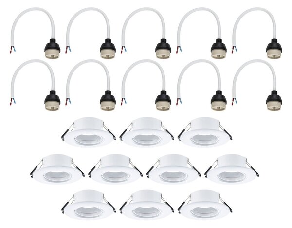 P 92118 Vestavné svítidlo 10ks-sada nevýklopné kruhové 90mm GU10 max. 10x10W 230V bílá - PAULMANN