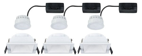 P 93126 LED vestavné svítidlo 3-krokové-stmívatelné Cole Coin základní sada IP44 hranaté 88x88mm Coin 3x6W 230V stmívatelné 2700K bílá - PAULMANN