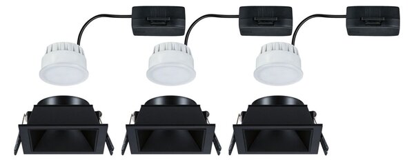 P 93125 LED vestavné svítidlo 3-krokové-stmívatelné Cole Coin základní sada IP44 hranaté 88x88mm Coin 3x6W 230V stmívatelné 2700K černá - PAULMANN