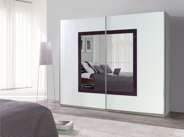 Šatní skříň Lux 32 Barva korpusu: Bílá, Rozměry: 244 cm, Dveře: Zrcadlo