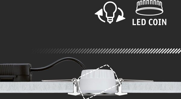 P 93132 LED vestavné svítidlo 3-krokové-stmívatelné Cole Coin IP44 hranaté 88x88mm Coin 6W 230V stmívatelné 2700K bílá/zlatá mat - PAULMANN