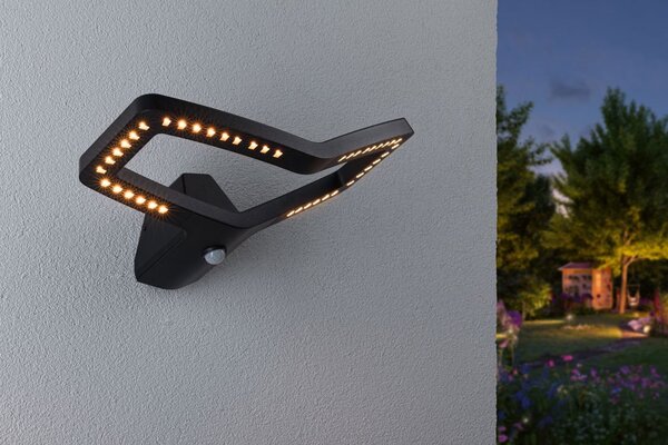 P 94791 LED venkovní nástěnné svítidlo Smart Home Zigbee 3.0 Alara pohybové čidlo IP44 hranaté 375x270mm 3000 - 2200K 10W 230V antracit kov - PAULMANN