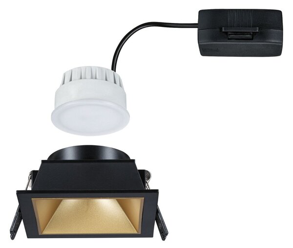 P 93131 LED vestavné svítidlo 3-krokové-stmívatelné Cole Coin IP44 hranaté 88x88mm Coin 6W 230V stmívatelné 2700K černá/zlatá mat - PAULMANN