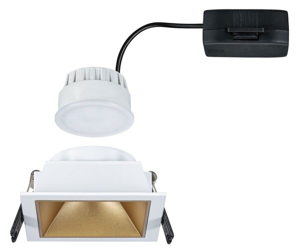 P 93132 LED vestavné svítidlo 3-krokové-stmívatelné Cole Coin IP44 hranaté 88x88mm Coin 6W 230V stmívatelné 2700K bílá/zlatá mat - PAULMANN