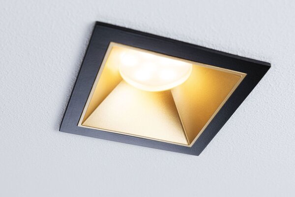 P 93131 LED vestavné svítidlo 3-krokové-stmívatelné Cole Coin IP44 hranaté 88x88mm Coin 6W 230V stmívatelné 2700K černá/zlatá mat - PAULMANN