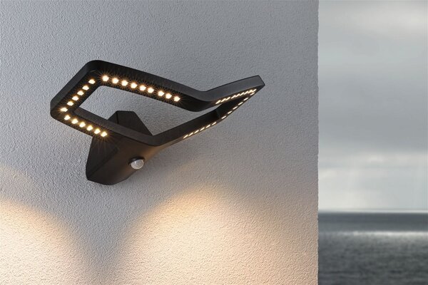 P 94793 LED venkovní nástěnné svítidlo Smart Home Zigbee 3.0 Alara pohybové čidlo IP44 hranaté 375x270mm RGBW+ 10W 230V antracit kov - PAULMANN