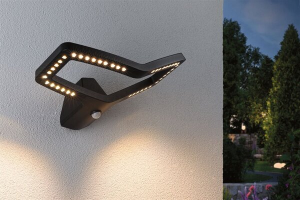 P 94793 LED venkovní nástěnné svítidlo Smart Home Zigbee 3.0 Alara pohybové čidlo IP44 hranaté 375x270mm RGBW+ 10W 230V antracit kov - PAULMANN