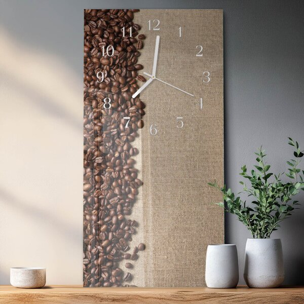 Skleněné hodiny vertikální Kávová zrna zsppb-30x60-00081935