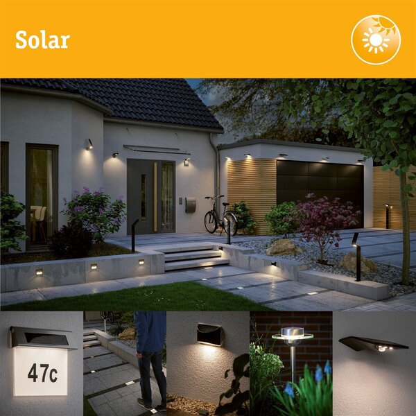 P 94878 Solární nabíjecí bateriové svítidlo Else IP44 stmívatelné 2700K černá - PAULMANN