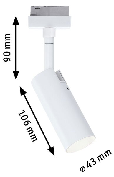 P 94889 URail LED lištový spot 3-krokové-stmívatelné Tubo spot 4W 3000K stmívatelné 230V bílá - PAULMANN