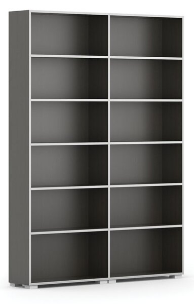 Knihovna SILVER LINE, wenge, 2 sloupce, 2230 x 1600 x 400 mm