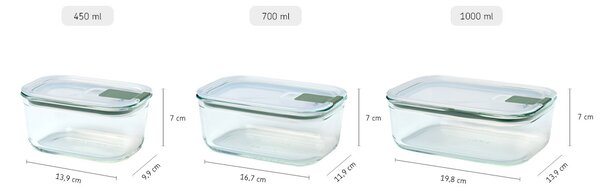 Skleněná dóza EasyClip, 1l, Mepal, světle zelená
