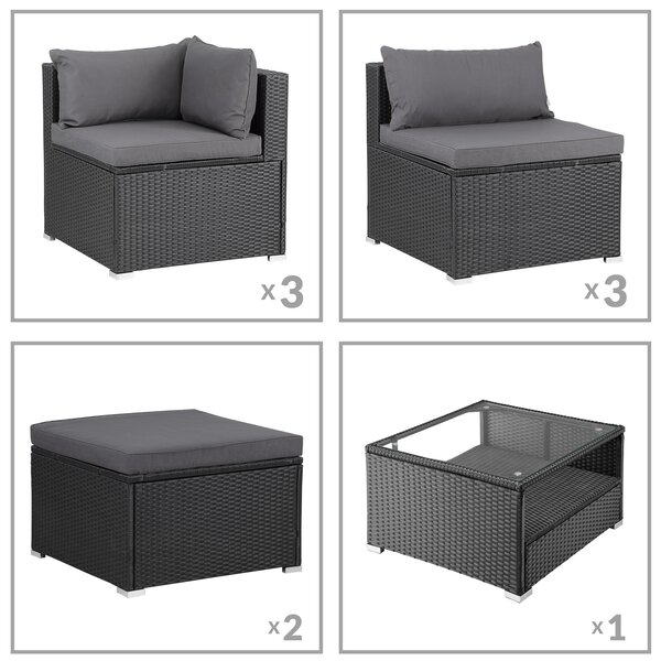 Deuba Zahradní ratanový set XXL - černá/antracit podušky