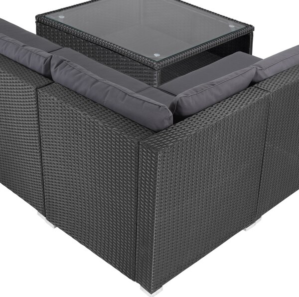 Deuba Zahradní ratanový set XXL - černá/antracit podušky