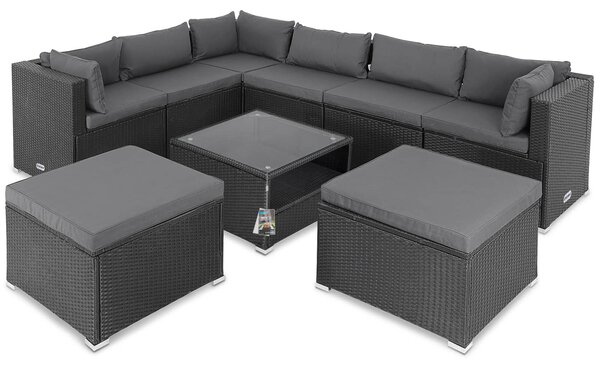 Deuba Zahradní ratanový set XXL - černá/antracit podušky
