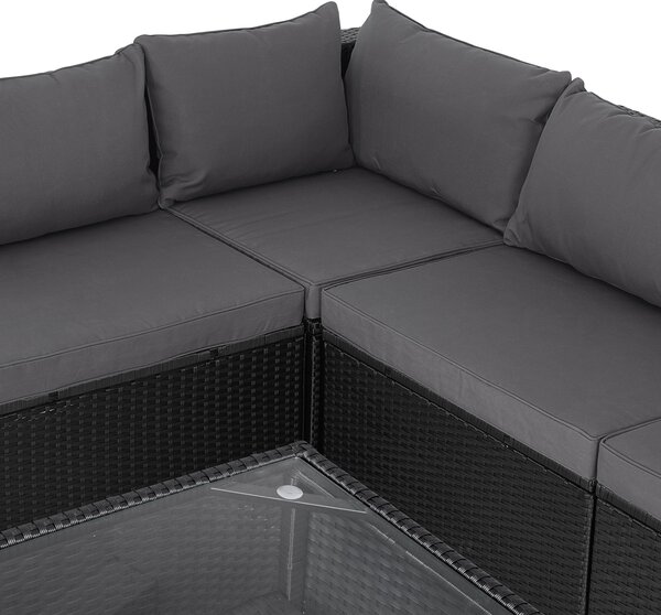 Deuba Zahradní ratanový set XXL - černá/antracit podušky