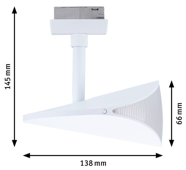 P 94960 URail LED lištový spot 3-krokové-stmívatelné Alejandro 10W 3000K stmívatelné 230V bílá - PAULMANN
