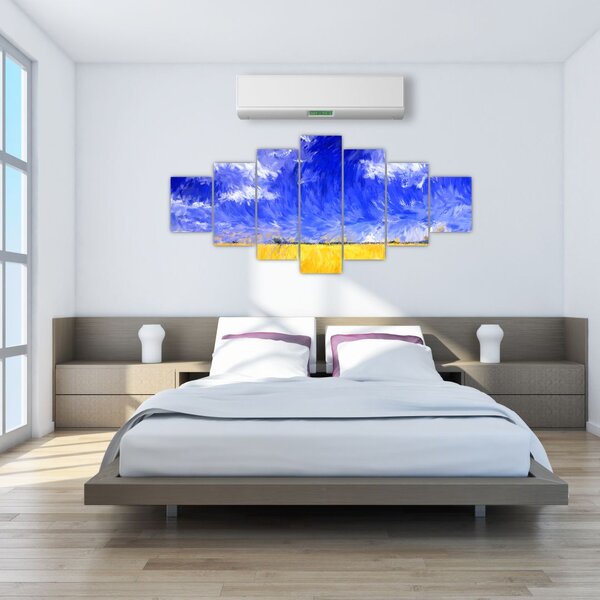Obraz - Olejomalba, Zlaté pole (210x100 cm)