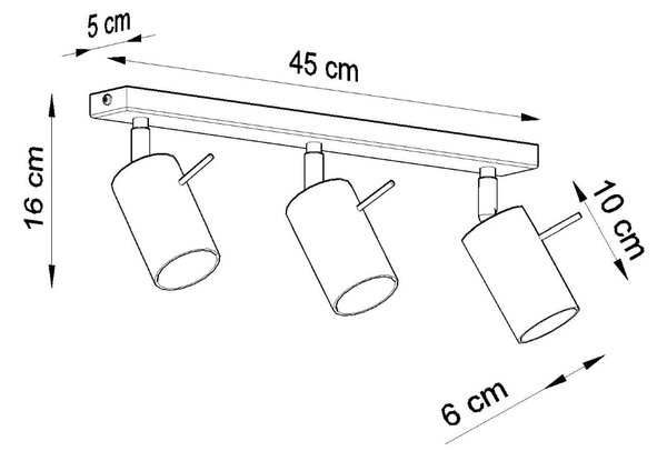 Bodové svítidlo Ring, 3x šedé kovové stínítko, (možnost polohování)