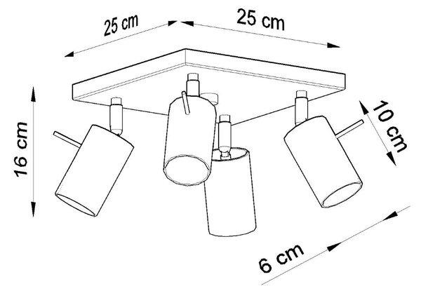 Stropní svítidlo Ring, 4x chromové kovové stínítko, (možnost polohování)