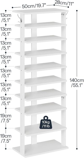 Botník Vasagle Kloudy 50 cm bílý II