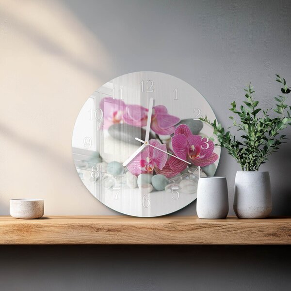 Skleněné hodiny na stěnu Orchideje zsob-fi30-00079997