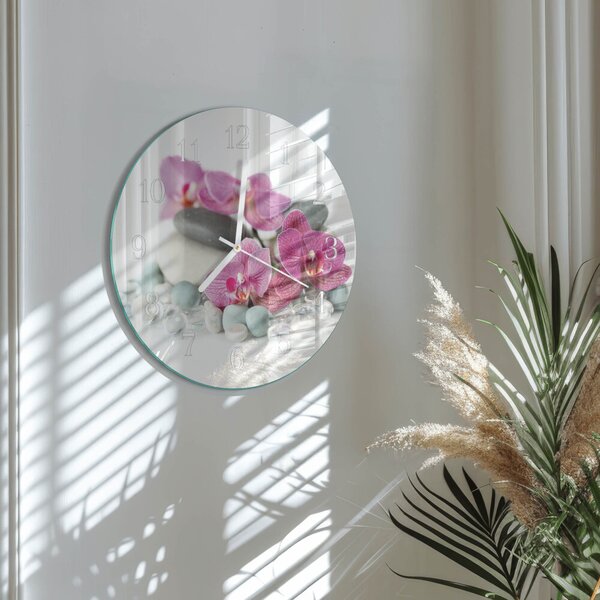 Skleněné hodiny na stěnu Orchideje zsob-fi30-00079997