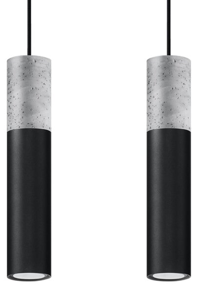 Závěsné svítidlo Borgio, 2x betonové/černé kovové stínítko