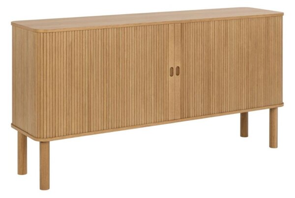 Dřevěná komoda do obývacího pokoje Langley 160 cm (23284), dub, s lamelami