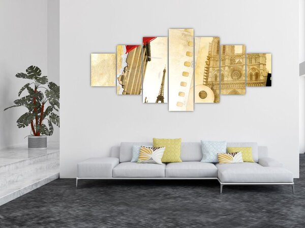 Obraz - Vzpomínky na Paříž (210x100 cm)