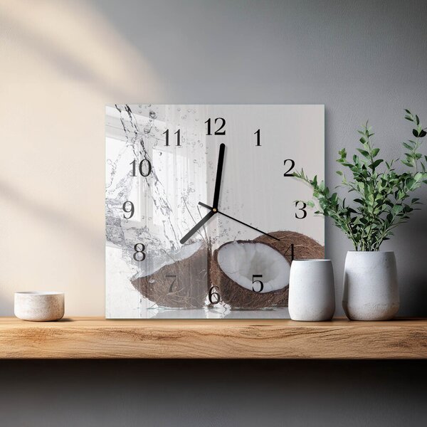 Skleněné hodiny na stěnu Kokosové ořechy zskc-30x30-00180030
