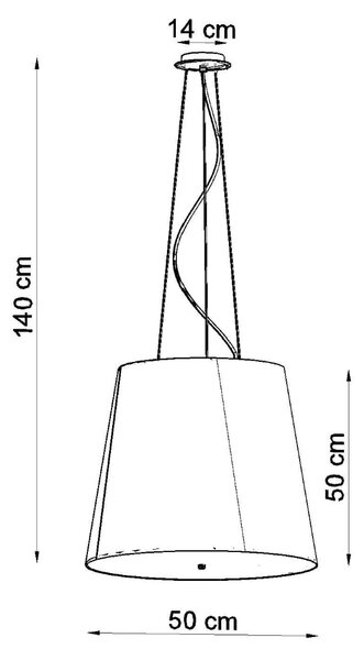 Závěsné svítidlo Geneve, 1x černé textilní stínítko, (bílé sklo), (fi 50 cm)
