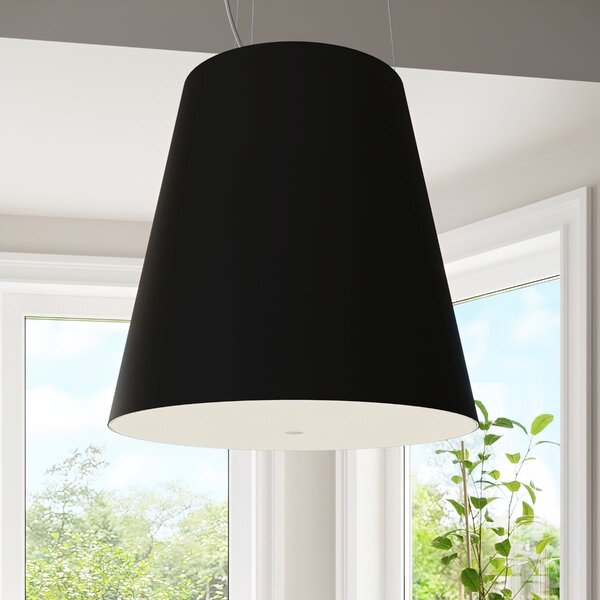 Závěsné svítidlo Geneve, 1x černé textilní stínítko, (bílé sklo), (fi 50 cm)