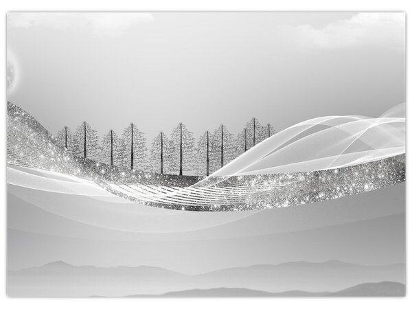 Obraz - Stříbrná krajina (70x50 cm)