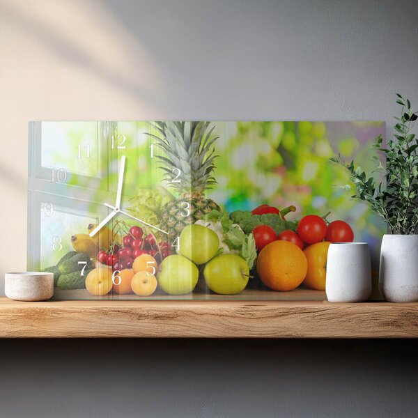 Skleněné hodiny horizontální Ovoce a zelenina zsppb-60x30-00295266