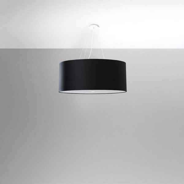 Závěsné svítidlo Otto, 1x černé textilní stínítko, (bílé sklo), (fi 70 cm)