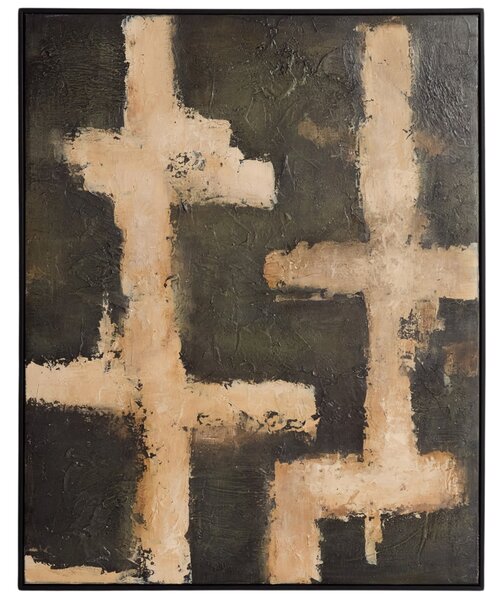 Kave Home Béžovo-zelený abstraktní obraz Emeri 100 x 80 cm
