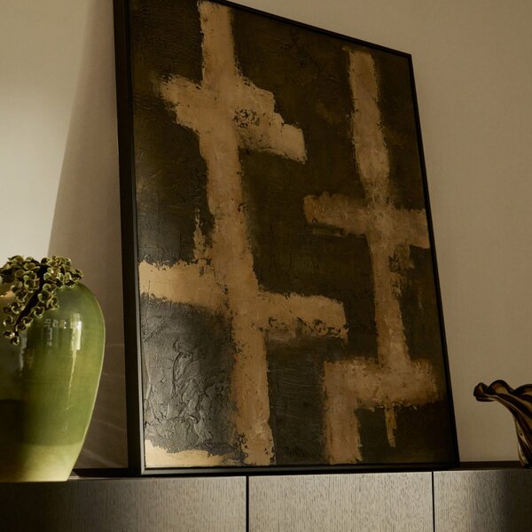 Kave Home Béžovo-zelený abstraktní obraz Emeri 100 x 80 cm