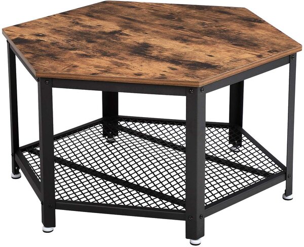 VASAGLE Konferenční stolek hnědý šestihranný 75x75 cm