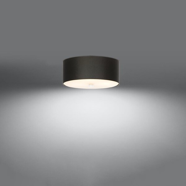 Stropní svítidlo Skala, 1x černé textilní stínítko, (bílé sklo), (fi 30 cm)
