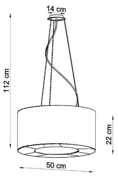 Závěsné svítidlo Saturno, 1x černé textilní stínítko, (bílý plast), (fi 50 cm)