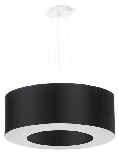 Závěsné svítidlo Saturno, 1x černé textilní stínítko, (bílý plast), (fi 50 cm)