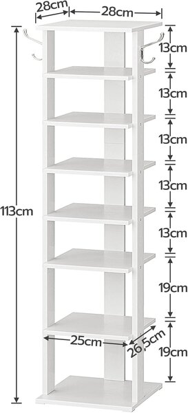 Úzký botník Vasagle Kloudy 28 cm bílý