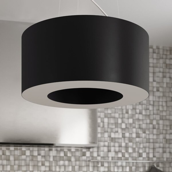 Závěsné svítidlo Saturno, 1x černé textilní stínítko, (bílý plast), (fi 70 cm)