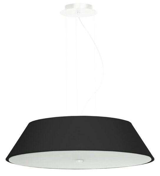 Závěsné svítidlo Vega, 1x černé textilní stínítko, (bílé sklo), (fi 60 cm)