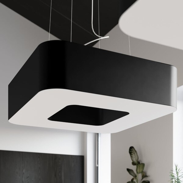 Závěsné svítidlo Urano, 1x černé textilní stínítko, (bílý plast), (80 cm)
