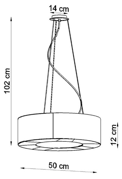 Závěsné svítidlo Saturno Slim, 1x černé textilní stínítko, (bílý plast), (fi 50 cm)