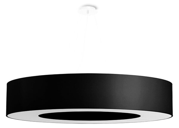 Závěsné svítidlo Saturno, 1x černé textilní stínítko, (bílý plast), (fi 90 cm)