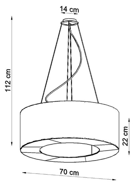 Závěsné svítidlo Saturno, 1x černé textilní stínítko, (bílý plast), (fi 70 cm)
